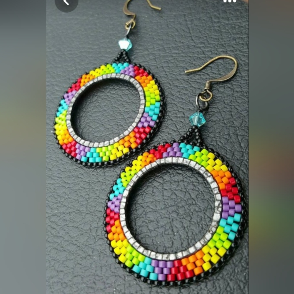 Flat beaded earrings